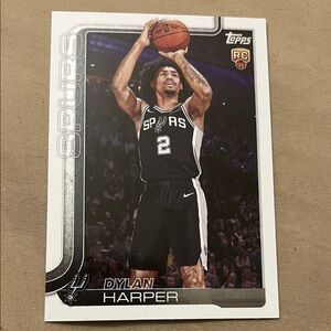 Topps Dylan Harper Rookie Card with Black and White Spurs Uniform